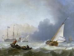 Картина Бурхливе море з голландською яхтою під вітрилами, Любов Баскхусен